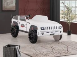 Lit Enfant Jeep Blanche Tout Terrain Avec Phares