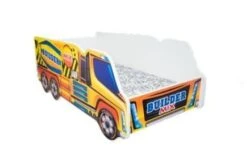 Lit Enfant Truck Bétonneuse 70x140 Cm - Sommier Et Matelas Inclus