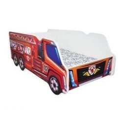 Lit Enfant Truck Pompier 70x140 Cm - Sommier Et Matelas Inclus