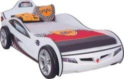 Lit Enfant Voiture De Course Blanche Racing Kup 90x190 Cm