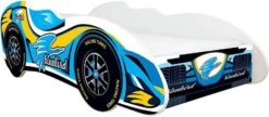 Lit Enfant Voiture F1 Blue Bird Bleu 70x140 Cm - Sommier Et Matelas Inclus