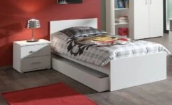 Lit Gigogne Bois Laqué Blanc Milani 90x200 Cm