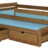 Lit Gigogne Bois Oak 2 Couchages 90x200 Cm Avec 2 Coffres De Rangement Solale