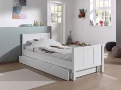 Lit Gigogne Pin Massif Blanc Carly 90x200 Cm