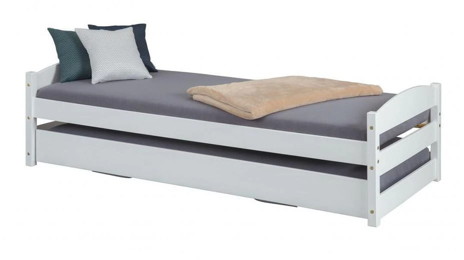 Lit Gigogne Pin Massif Blanc Sadev 90x200 Cm