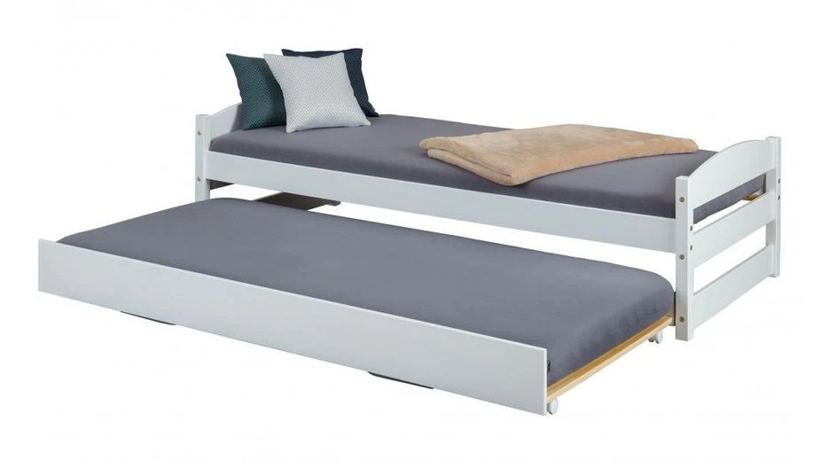 Lit Gigogne Pin Massif Blanc Sadev 90x200 Cm – Image 2