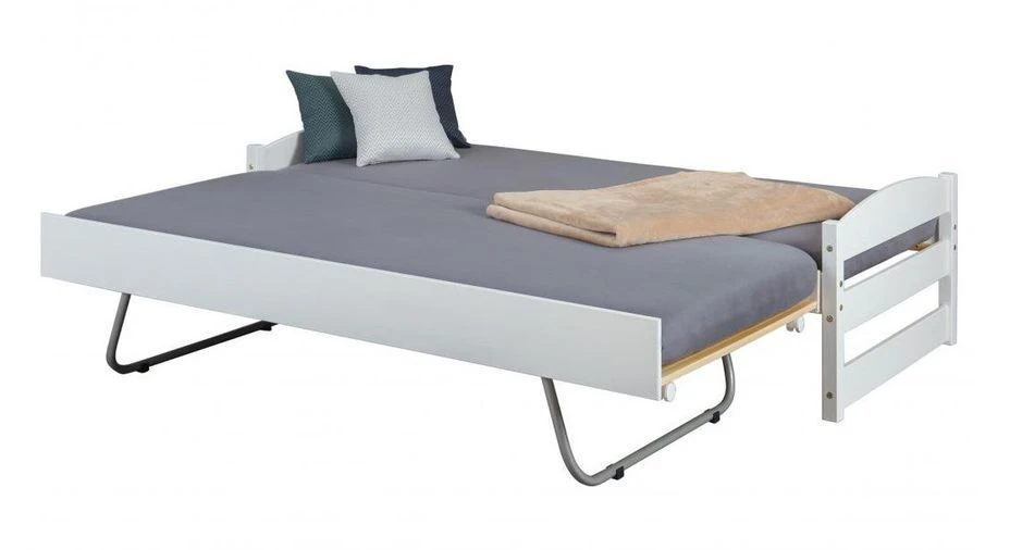 Lit Gigogne Pin Massif Blanc Sadev 90x200 Cm – Image 3