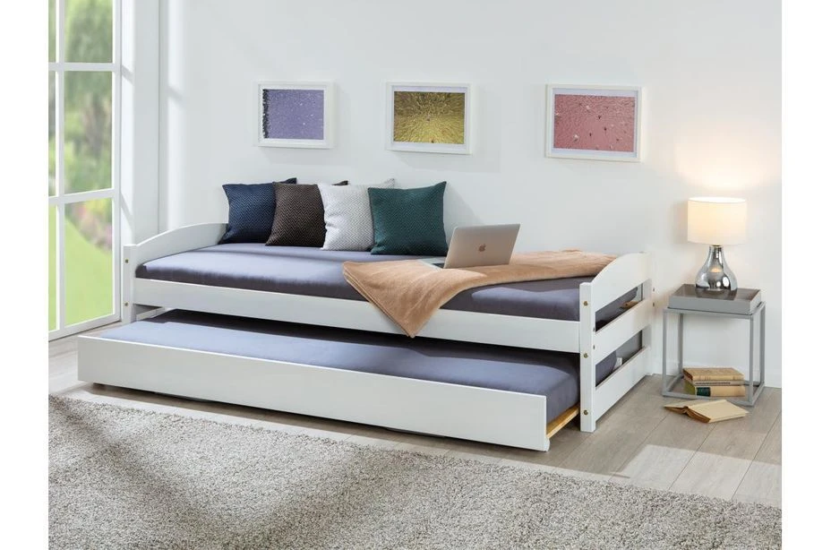 Lit Gigogne Pin Massif Blanc Sadev 90x200 Cm – Image 4