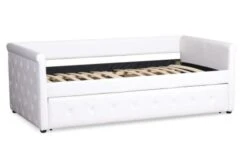 Lit Gigogne Simili Cuir Blanc Capitonné Mark 90