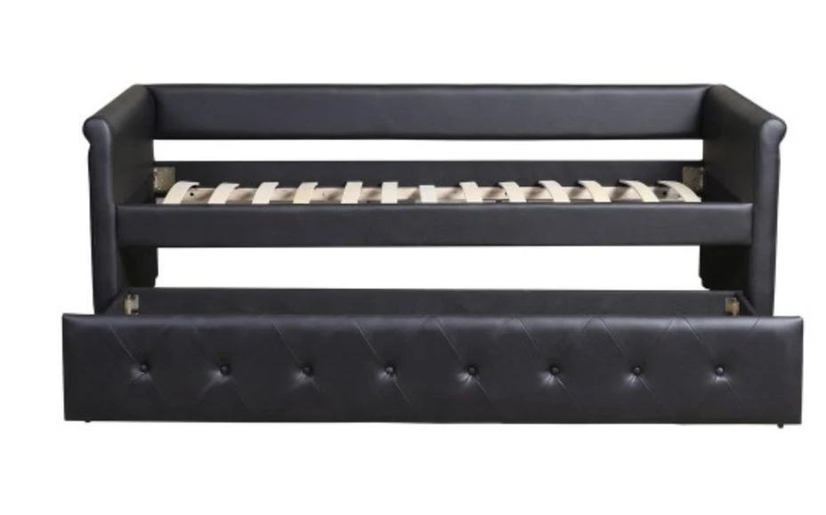 Lit Gigogne Simili Cuir Noir Capitonné Mark 90 – Image 4