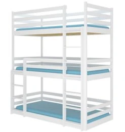 Lit Superposé 3 Niveaux Blanc 90x200 Cm Barcelona