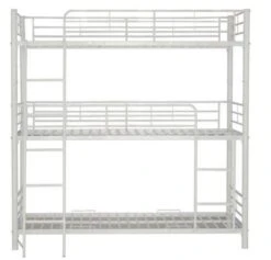 Lit Superposé 3 Niveaux Métal Blanc 90x190 Cm Trio