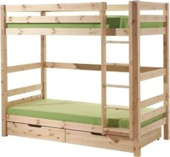 Lit Superposé 90 X 200 Cm Avec 2 Tiroirs Pin Naturel Maxim