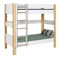 Lit Superposé 90x190 Cm Bois Blanc Et Bouleau Clair Natura