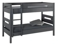 Lit Superposé 90x190 Cm Hêtre Massif Anthracite Milo