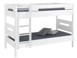 Lit Superposé 90x190 Cm Hêtre Massif Blanc Milo