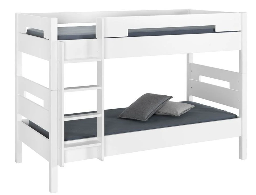 Lit Superposé 90x190 Cm Hêtre Massif Blanc Milo