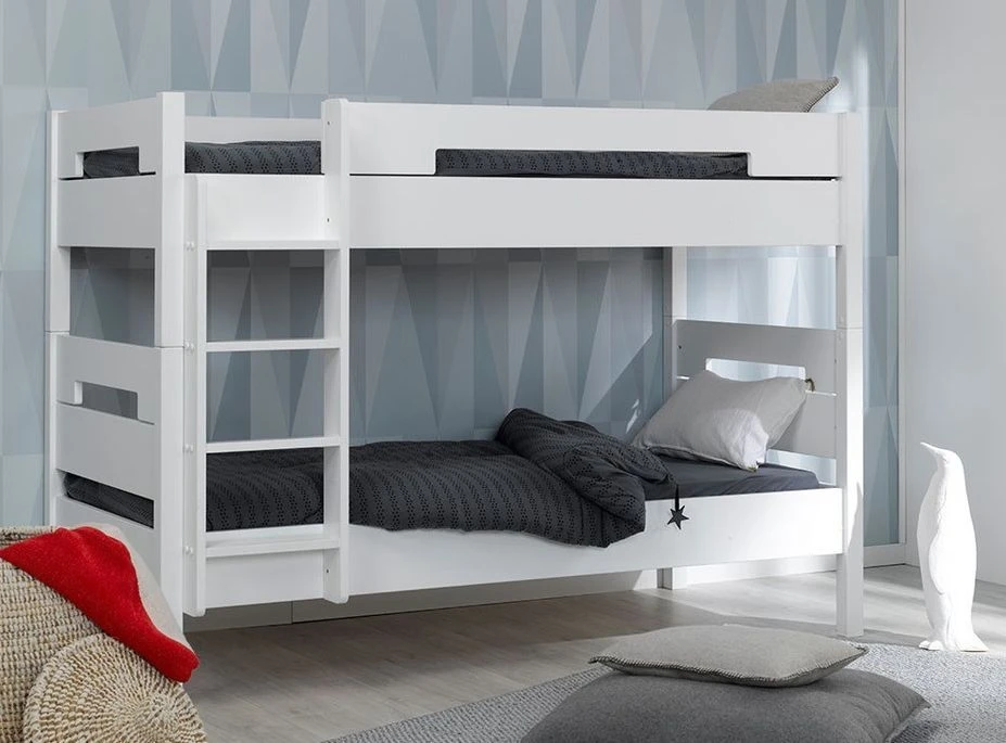 Lit Superposé 90x190 Cm Hêtre Massif Blanc Milo – Image 2