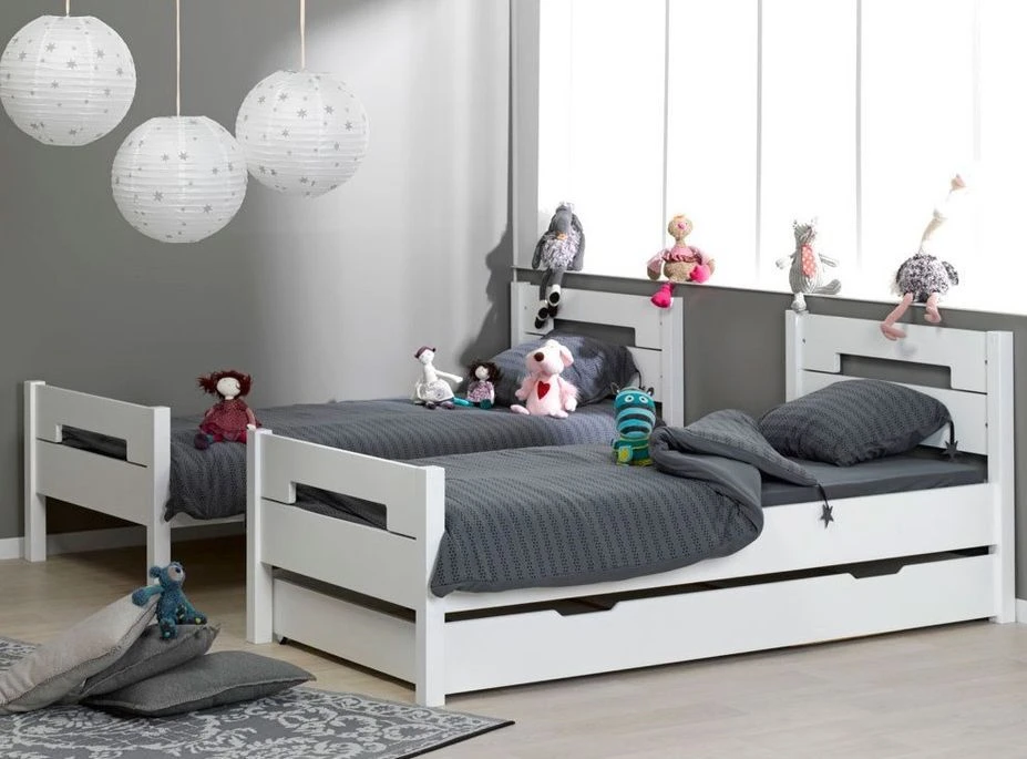 Lit Superposé 90x190 Cm Hêtre Massif Blanc Milo – Image 3