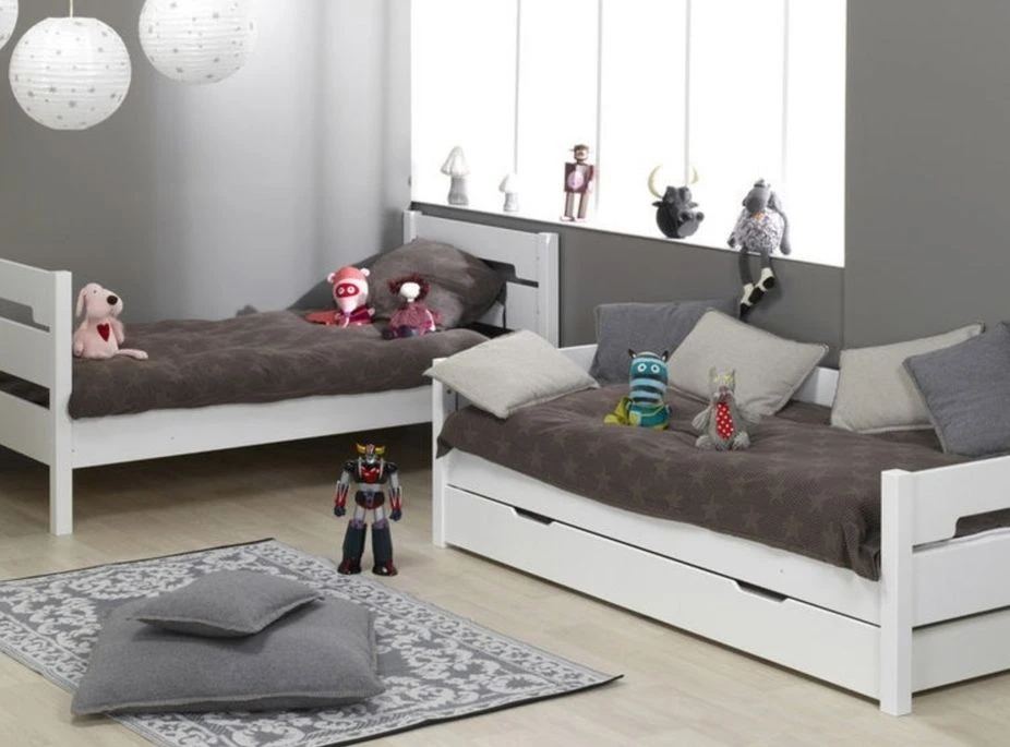 Lit Superposé 90x190 Cm Hêtre Massif Blanc Milo – Image 6