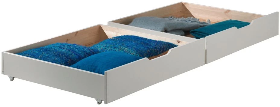 Lit Superposé 90x200 Cm Avec 2 Tiroirs Pin Massif Blanc Pino H 180 Cm – Image 2