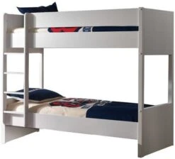 Lit Superposé 90x200 Cm Bois Laqué Blanc Lara