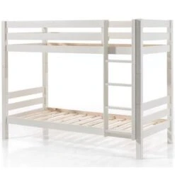 Lit Superposé 90x200 Cm Pin Massif Blanc Pino H 160 Cm