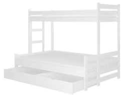 Lit Superposé Blanc 2 Couchages 90x200 Et 120x200 Cm Avec Rangement Adova