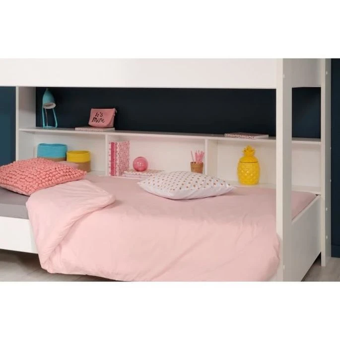 Lit Superposé Blanc Et Bois Clair Méli Mélo 90x200 Cm – Image 4