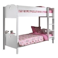 Lit Superposé Blanc Laqué 90x200 Cm Coeur