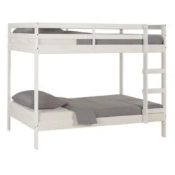 Lit Superposé Enfant - Bois Pin Massif - Blanc - Sommiers Inclus - 2 X 90 X 190 Cm - FOSTER