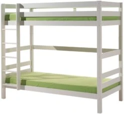 Lit Superposé Gigogne 90x200 Cm Avec Tiroir Pin Massif Blanc Pino H 180 Cm