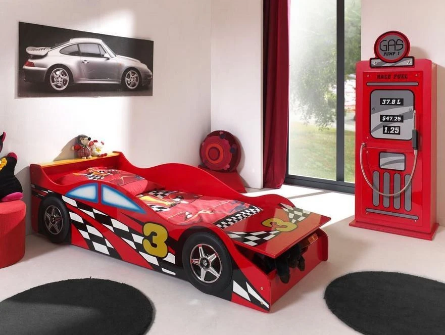 Lit Voiture De Course 70x140 Cm Bois Rouge Todd – Image 3