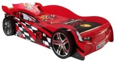 Lit Voiture De Course 90x200 Cm Bois Rouge Spider
