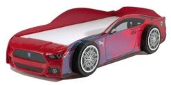 Lit Voiture De Course 90x200 Cm Bois Rouge Panther