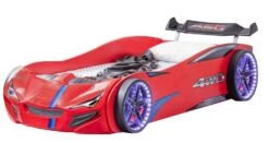 Lit Voiture De Course Avec Bruitages Et Leds Mustang Rouge