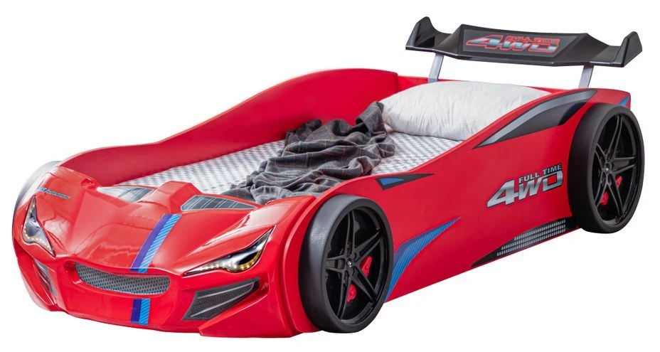 Lit Voiture De Course Avec Bruitages Et Leds Mustang Rouge – Image 5