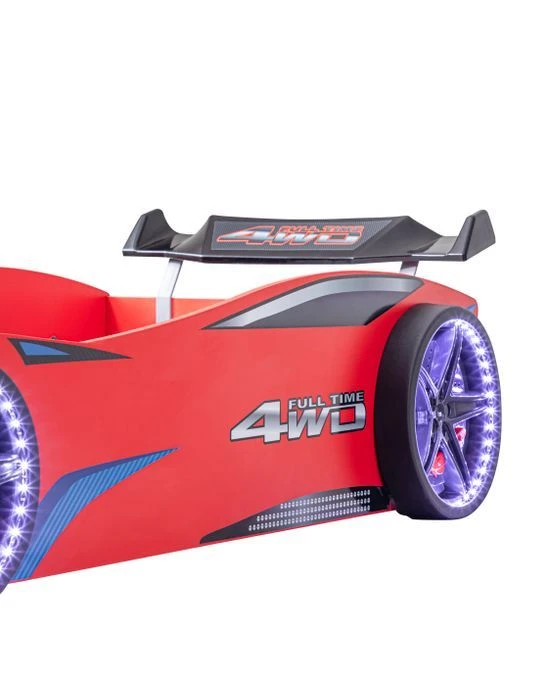 Lit Voiture De Course Avec Bruitages Et Leds Mustang Rouge – Image 8