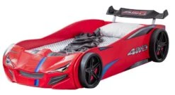 Lit Voiture De Course Avec Phares Mustang Rouge