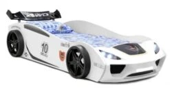 Lit Voiture De Course Blanc Avec Phares Rino 90x190 Cm