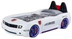 Lit Voiture De Course Blanc Full Options Fusion 90x190 Cm