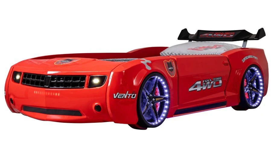 Lit Voiture De Course Rouge Avec Led Et Bruitage Fusion 90x190 Cm