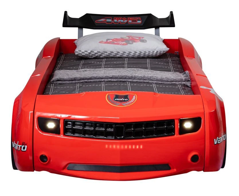 Lit Voiture De Course Rouge Avec Led Et Bruitage Fusion 90x190 Cm – Image 3