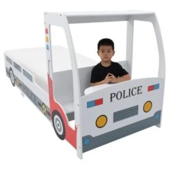 Lit Voiture De Police Avec Matelas Pour Enfants 90x200cm 7 Zone