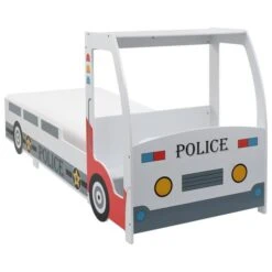 Lit Voiture De Police Et Matelas En Mousse Pour Enfant 90x200cm
