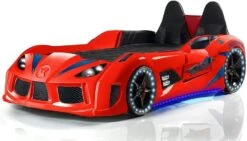 Lit Voiture De Sport Rouge à Led Avec Effets Sonores Competition 90x190 Cm