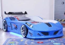 Lit Voiture Formule 1 Bleu à Led Et Bruitage 90x190 Cm