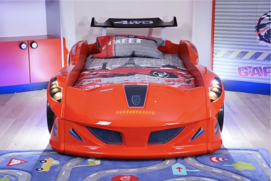 Lit Voiture Formule 1 Rouge à Led Et Bruitage 90x190 Cm – Image 2