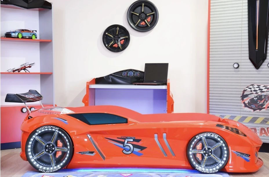 Lit Voiture Formule 1 Rouge à Led Et Bruitage 90x190 Cm – Image 5