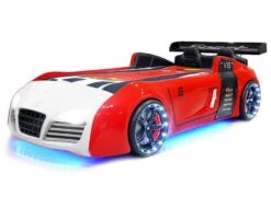 Lit Voiture Turbo Rouge Et Blanc à Led 90x190 Cm
